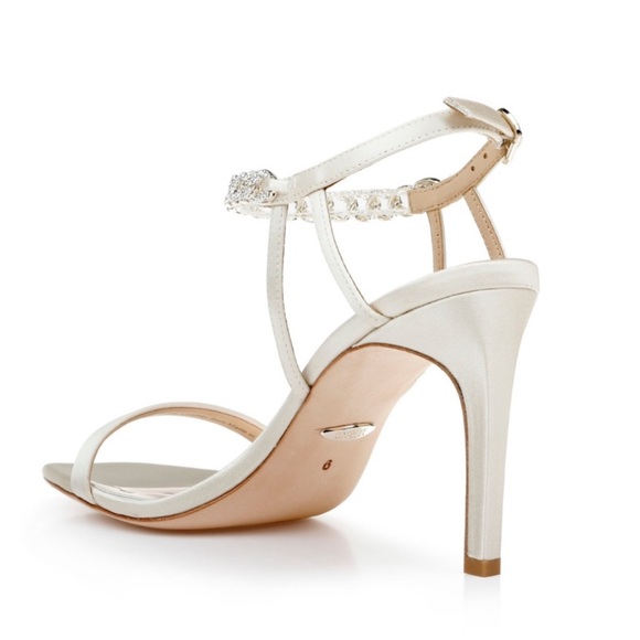 Badgley Mischka Kai Ivory Satin Crystal Heels - Picture 4 of 12
